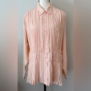 Chic Pleated Blouse in Soft Peach